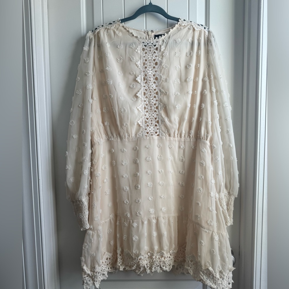 Lulus Cream Lace Long Sleeve Dress XL
